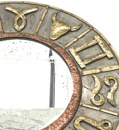 French riviera zodiac sign vintage mirror in iron and copper oxidized design - 903161