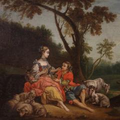 French school painting of the 18th century rococo gallant scene - 4228756