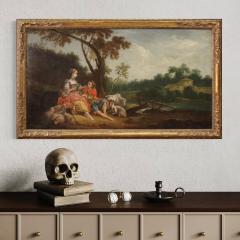French school painting of the 18th century rococo gallant scene - 4228765