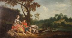 French school painting of the 18th century rococo gallant scene - 4229888