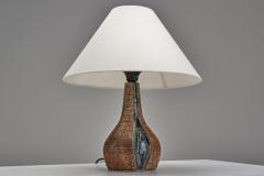 Fridtjof Sejersen Brown Glazed Chamotte Table Lamp by Fridtjof Sejersen Denmark ca 1960s - 4580560