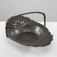 Friedrich Adler Urania An Art Nouveau Pewter Fruit Bowl with a Loop Handle Floral Decoration - 4186751