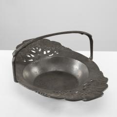 Friedrich Adler Urania An Art Nouveau Pewter Fruit Bowl with a Loop Handle Floral Decoration - 4186755