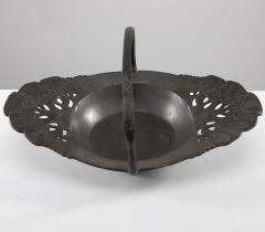Friedrich Adler Urania An Art Nouveau Pewter Fruit Bowl with a Loop Handle Floral Decoration - 4186757