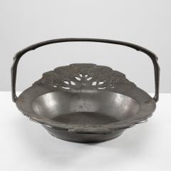 Friedrich Adler Urania An Art Nouveau Pewter Fruit Bowl with a Loop Handle Floral Decoration - 4186760