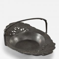 Friedrich Adler Urania An Art Nouveau Pewter Fruit Bowl with a Loop Handle Floral Decoration - 4205712