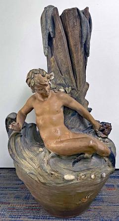 Friedrich Goldscheider Merman and Dolphin Ceramic Vase  - 4311193
