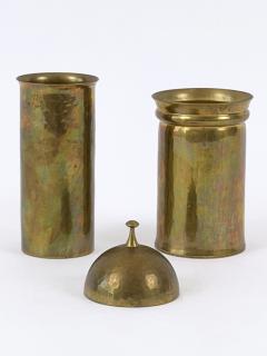 Friedrich Marby Set of Two Bauhaus Hand Hammered Brass Lidded Box Vase by Friedrich Marby 1925 - 4756637