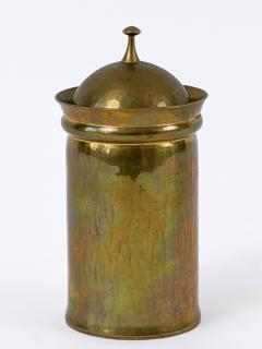 Friedrich Marby Set of Two Bauhaus Hand Hammered Brass Lidded Box Vase by Friedrich Marby 1925 - 4756640