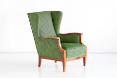 Frits Henningsen 1930s Frits Henningsen Wingback Chair Newly Upholstered in Rubelli Fabric - 1275759