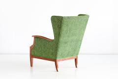 Frits Henningsen 1930s Frits Henningsen Wingback Chair Newly Upholstered in Rubelli Fabric - 1275763