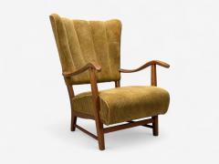 Frits Henningsen Frits Henningsen Danish Modern Corduroy Wood Lounge Chair Denmark 1940s - 4387109
