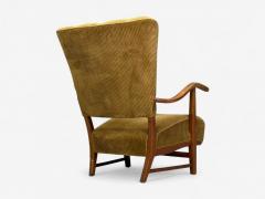 Frits Henningsen Frits Henningsen Danish Modern Corduroy Wood Lounge Chair Denmark 1940s - 4387116