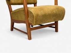 Frits Henningsen Frits Henningsen Danish Modern Corduroy Wood Lounge Chair Denmark 1940s - 4387117