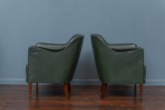 Frits Henningsen Frits Henningsen Green Leather Lounge Chairs - 2736697