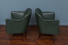 Frits Henningsen Frits Henningsen Green Leather Lounge Chairs - 2736698