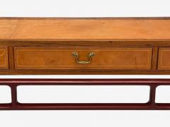 Frits Henningsen Frits Henningsen attr Rosewood Leather Brass Console Table Denmark 1950s - 4272480