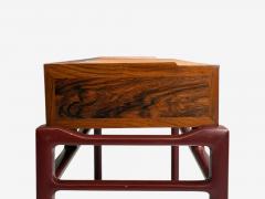 Frits Henningsen Frits Henningsen attr Rosewood Leather Brass Console Table Denmark 1950s - 4272484