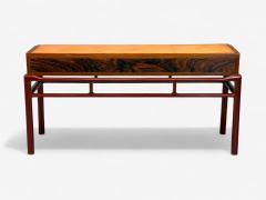 Frits Henningsen Frits Henningsen attr Rosewood Leather Brass Console Table Denmark 1950s - 4272487