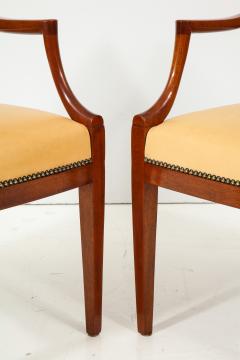 Frits Henningsen Pair of Frits Henningsen Mahogany and Leather Open Armchair circa 1940s - 770420