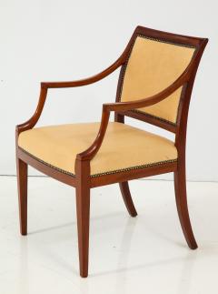 Frits Henningsen Pair of Frits Henningsen Mahogany and Leather Open Armchair circa 1940s - 770425