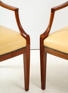 Frits Henningsen Pair of Frits Henningsen Mahogany and Leather Open Armchair circa 1940s - 1695252