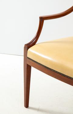 Frits Henningsen Pair of Frits Henningsen Mahogany and Leather Open Armchair circa 1940s - 1695255