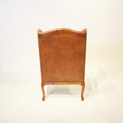 Frits Henningsen Rare Pair of Leather Bergere Chairs by Frits Henningsen 1950s - 3112363