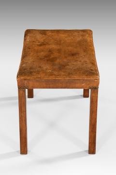 Frits Henningsen Stool in Mahogany Leather and Brass by Frits Henningsen 1940s - 4486878