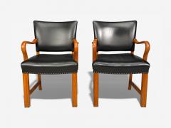Fritz Hansen Danish Modern Armchairs Black Leather Bentwood Denmark 1960s - 4498071