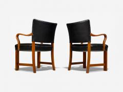 Fritz Hansen Danish Modern Armchairs Black Leather Bentwood Denmark 1960s - 4498075