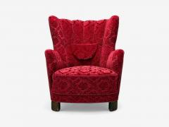 Fritz Hansen Danish Modern Fabric Wood His and Hers Lounge Chairs Denmark 1960s - 4362735