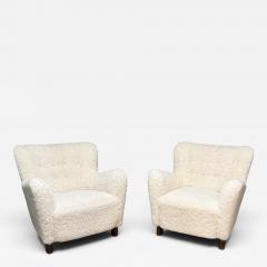 Fritz Hansen Fritz Hansen Model 1669 Pair of Easy Chairs Denmark 1940s - 4697512