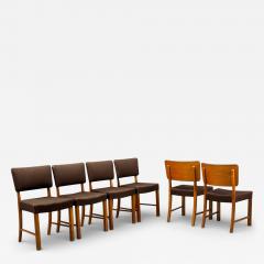 Fritz Hansen Fritz Hansen Six Dining Chairs Oak Wool Denmark 1930s - 4450564