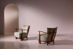 Fritz Hansen Fritz Hansen pair of easy chair made of oak and fabric Model 1590 Denmark 1942 - 4249645