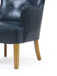 Fritz Hansen Ole Wanscher Highback Chair for Fritz Hansen 1946 in Teal Leather - 889986