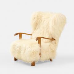 Fritz Hansen Rare Pair of Wingback Lounge Chairs Model 1582 in Sheepskin by Fritz Hansen - 2859127