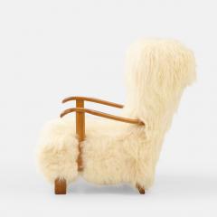 Fritz Hansen Rare Pair of Wingback Lounge Chairs Model 1582 in Sheepskin by Fritz Hansen - 2859129