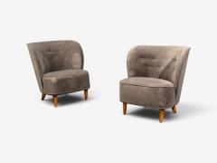 Fritz Hansen S ren Hansen Lounge Chairs Wool Beech Denmark 1940s - 4751904