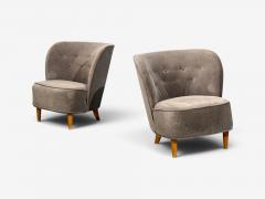 Fritz Hansen S ren Hansen Lounge Chairs Wool Beech Denmark 1940s - 4751905