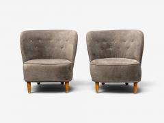 Fritz Hansen S ren Hansen Lounge Chairs Wool Beech Denmark 1940s - 4751906