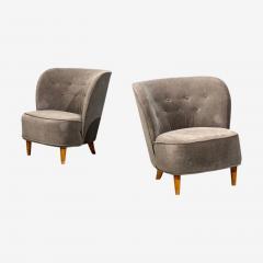 Fritz Hansen S ren Hansen Lounge Chairs Wool Beech Denmark 1940s - 4751928