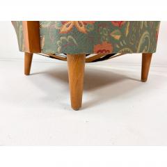Fritz Hansen Swedish High Back Lounge Chair With Floral Upholstery 1950s - 4611613
