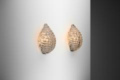 Fritz Kurz Pair of Glass Leaf Wall Lamps by Fritz Kurz Attr Sweden Mid 20th Century - 4469028