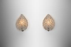 Fritz Kurz Pair of Glass Leaf Wall Lamps by Fritz Kurz Attr Sweden Mid 20th Century - 4469030