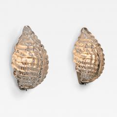 Fritz Kurz Pair of Glass Leaf Wall Lamps by Fritz Kurz Attr Sweden Mid 20th Century - 4475412