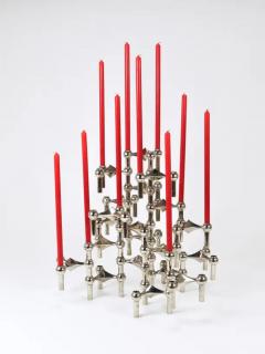 Fritz Nagel Large Set of Stoff Nagel Sculptural Stackable Candleholders with Candles 1960s - 4116925