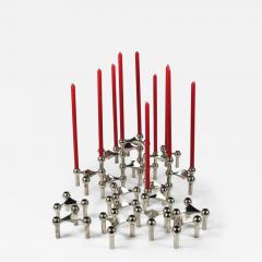 Fritz Nagel Large Set of Stoff Nagel Sculptural Stackable Candleholders with Candles 1960s - 4121806