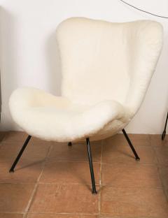 Fritz Neth Fritz Neth Pair of Chairs Newly Covered in Raw White Wool Teddy Bear Cloth - 366720