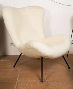 Fritz Neth Fritz Neth Pair of Chairs Newly Covered in Raw White Wool Teddy Bear Cloth - 366724